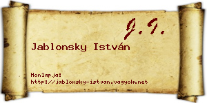 Jablonsky István névjegykártya