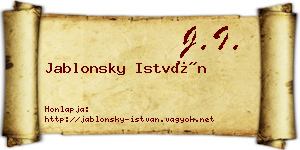 Jablonsky István névjegykártya